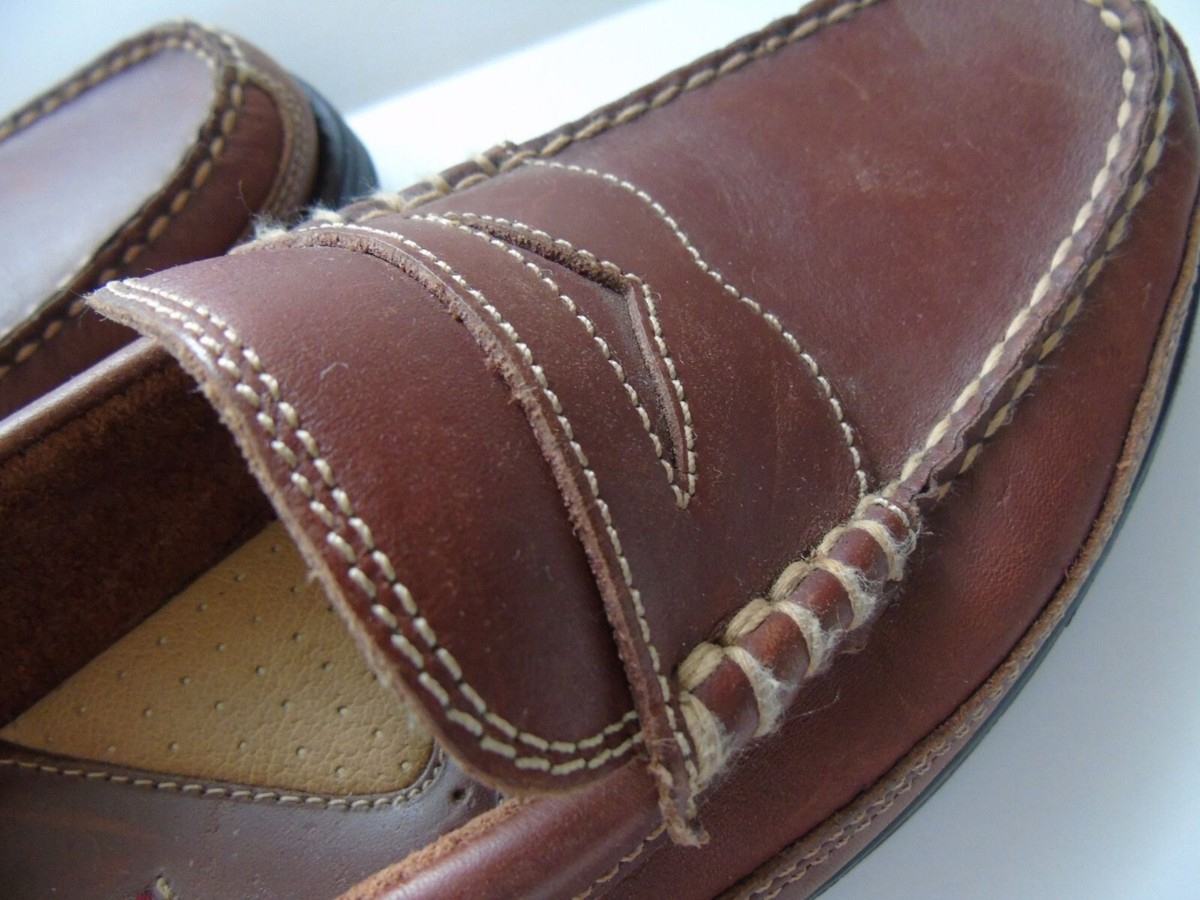 Bass Flex Trader  Leather Brown Men\'s Loafer Slip On Size 10  M Made In Brazil BASS Brown TRADER Leather Penny Loafers Shoes Men main image 4
