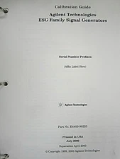 Agilent Technologies ESG Family Signal Generators Calibration Guide E4400-90325