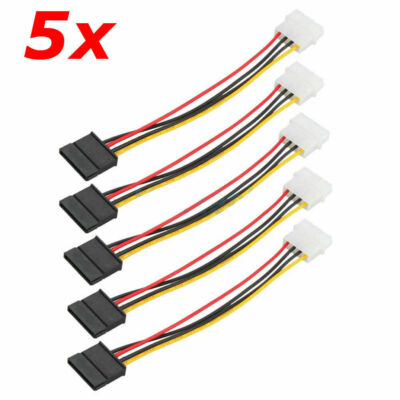 Lot of 5 IDE Molex 4 Pin male To Serial ATA SATA 15 Pin FeMale Power Cable