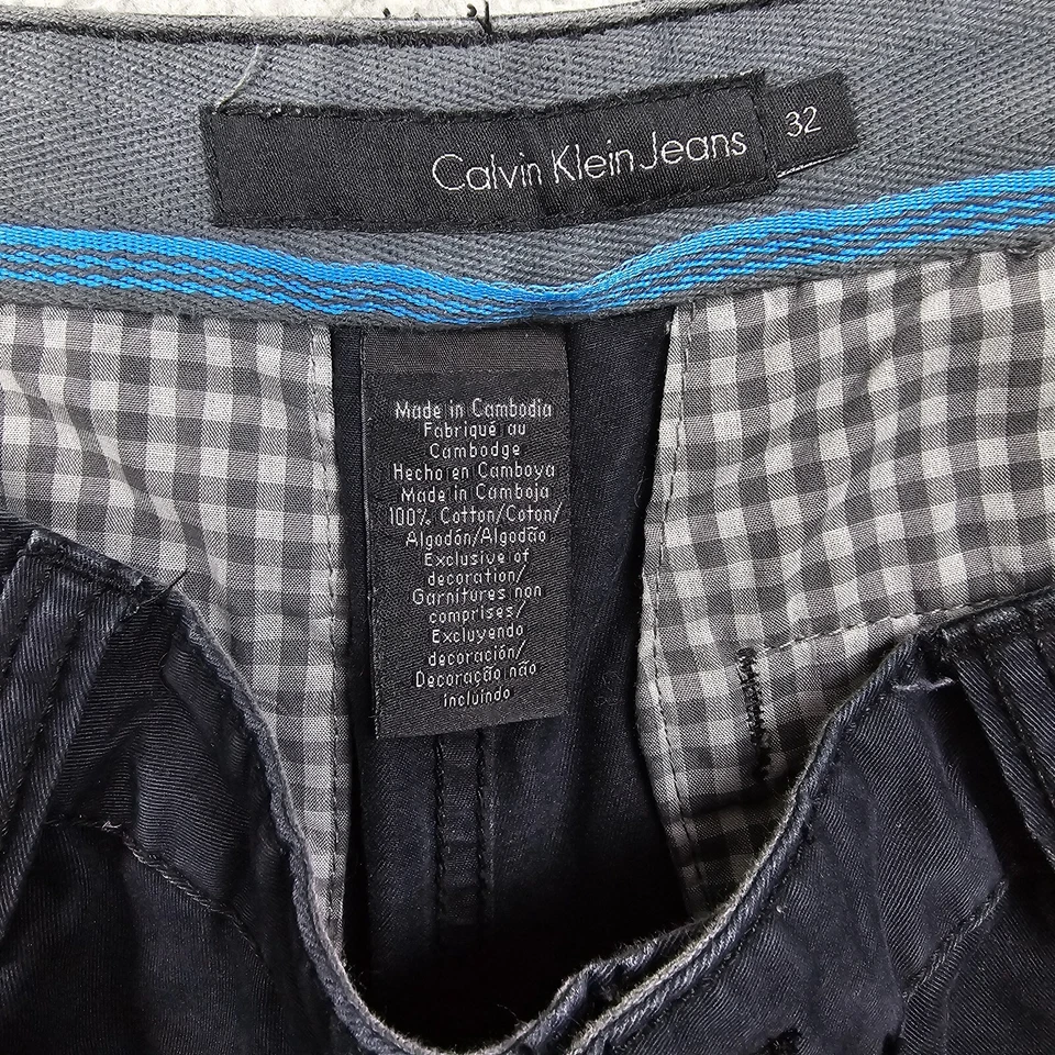 Pantalones Cortos de Jean Calvin Klein Para Hombre 32 Negros Envejecidos Aire Libre Retro Denim Logo CK Foto 3 de 4