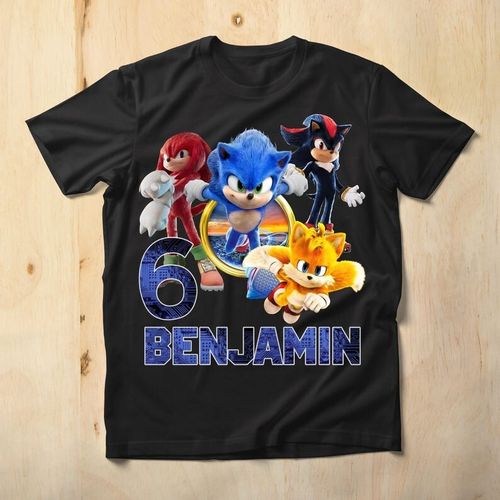 Individuelles Sonic the Hedgehog Geburtstagsshirt, personalisiert für Jungen, Mädchen - Bild 1 von 3