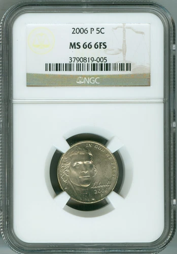 2006-P NGC MS66 6FS NICKEL 6 FULL STEPS, BUSINESS STRIKE, SUPERB COIN