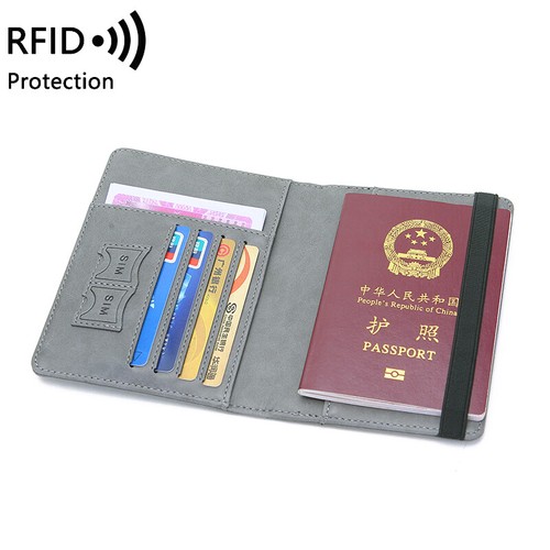 Custodia carta d'identità blocco RFID copertura pelle pu supporto passaporto da viaggio sottile US VELOCE - Foto 30 di 37