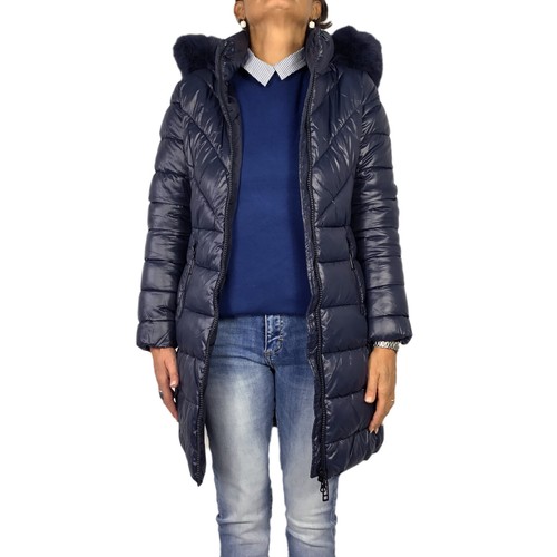 Daunen Frauen Lang Winter Jacke Gepolstert mit Kapuze Pelz Veque - Bild 34 von 41