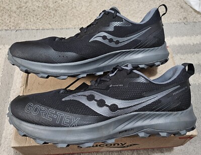 Saucony Peregrine 14 GTX Running Shoes, Black, Men's Size 14