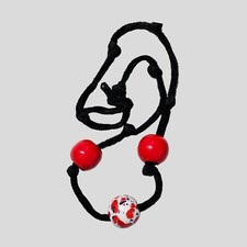 Chunky Ceramic Bead Cord Necklace 18 Inches