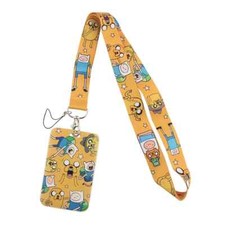 Adventure Time Finn Jake Cartoon Characters Yellow Lanyard With ID Badge Holder