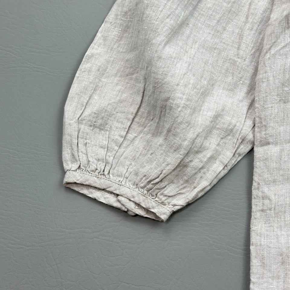 Túnica para mujer Vineyard Vines mediana beige lino botón frontal cubierta playa Foto 2 de 4