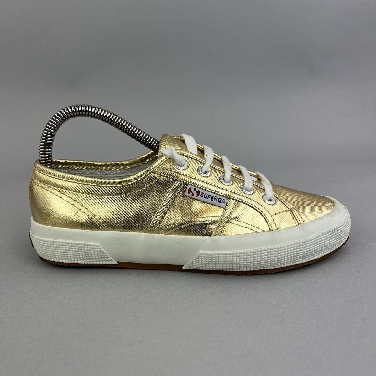 Superga Cotmetu Low Top Gold Lace Up Sneakers Trainers Sports