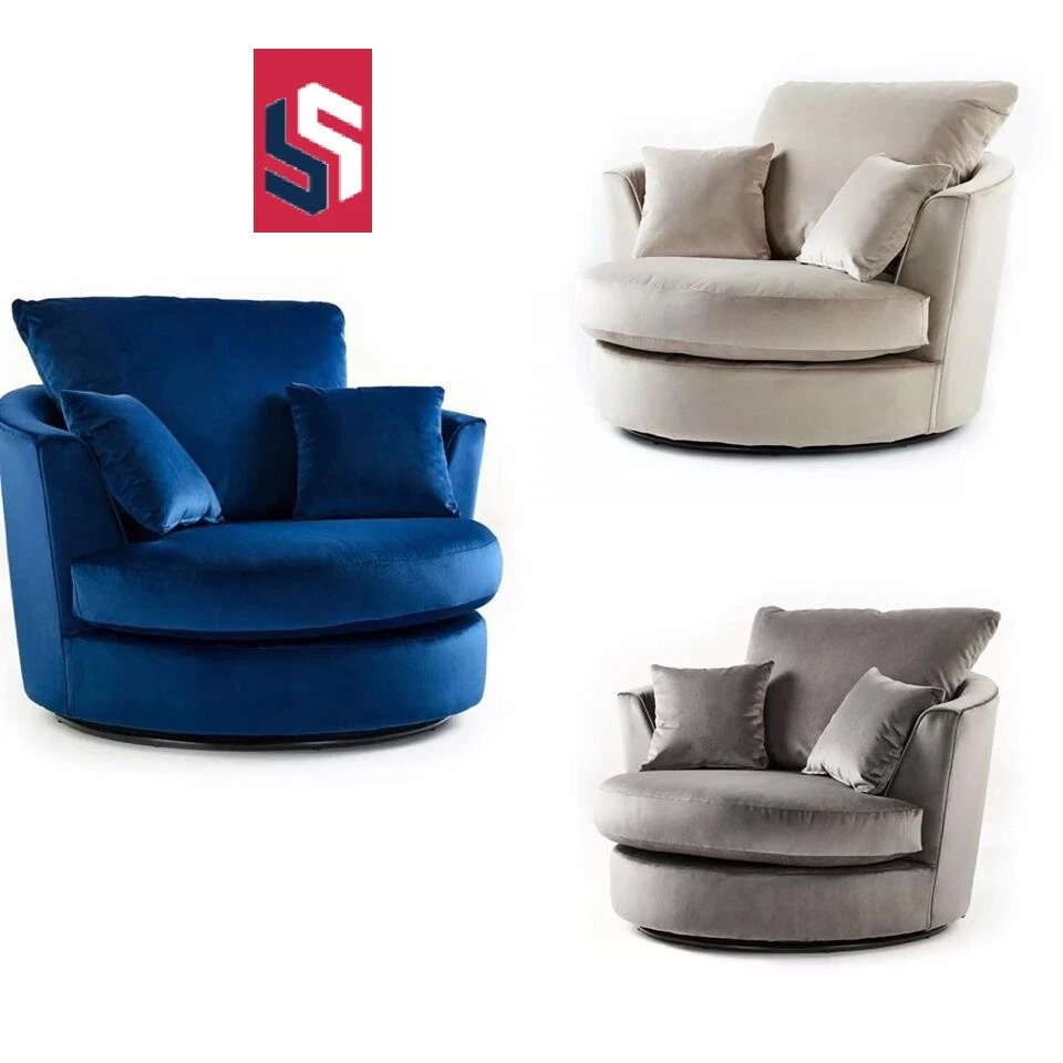 Blue velvet snuggle chair hot sale