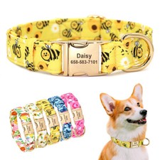 Personalized Dog Collar Custom Printed Puppy Collars with Flower  Bee Design