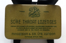 Vintage Sore Throat Lozenges Meggeson And Co Ltd Tin - Empty Tin Size 8x5x1.5 cm