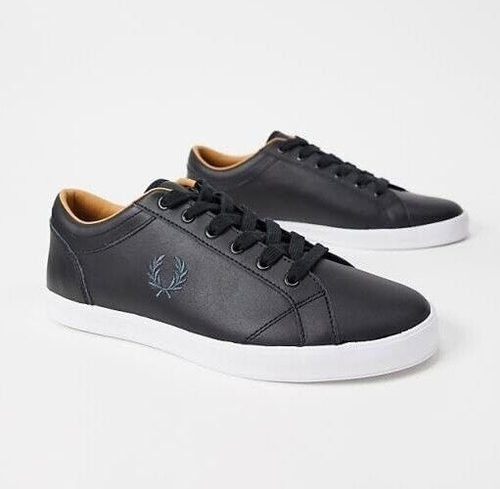 ENTRENADOR DE CUERO FRED PERRY BASELINE, NEGRO/GRIS METAL, B6337/T38, TALLA 8UK, EU42 - Imagen 2 de 5
