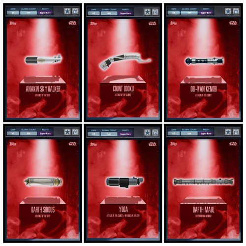 Topps Star Wars Card Trader 2015 Elegant Weapons Red 12 Card Set Limited Edition
