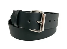 Snap on Genuine Leather Belt Black 1.75" Wide One Piece Leather Roller Buckle MC