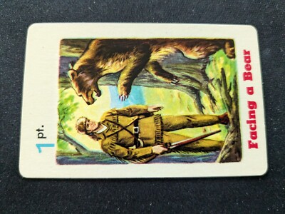 1965 Ed-U-Cards Daniel Boone Game Card  # Facing a Bear - 1pt. (EX)
