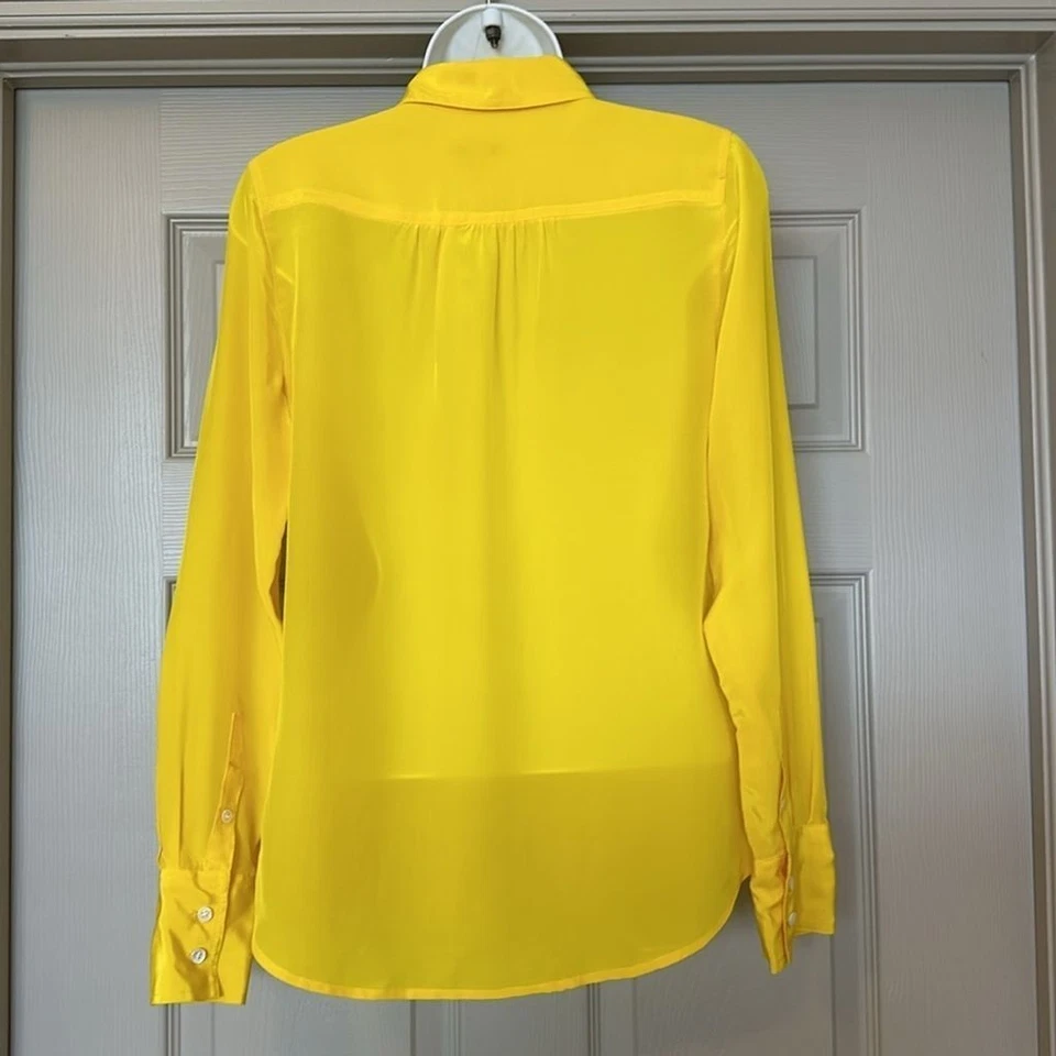 J. Blusa Camisa CREW Para Mujer Manga Larga Seda Abotonada Talla 0 Foto 4 de 4