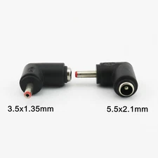 DC Power 5.5x2.1mm Female Jack to 3.5x1.35mm Male Right Angle Adapter Connector
