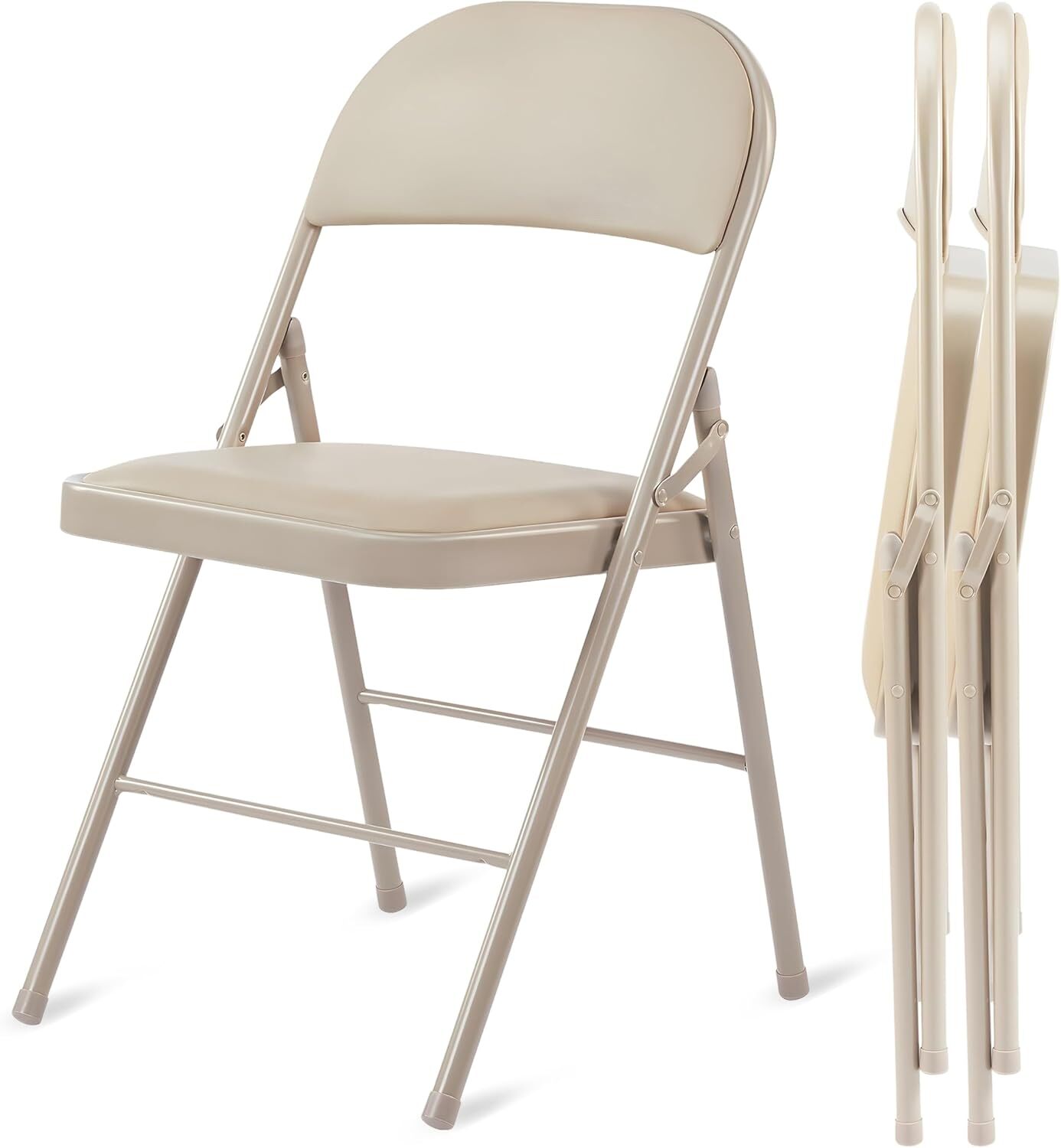 2-Pack Vinyl Cushion Folding Chairs with Sturdy Metal Frame