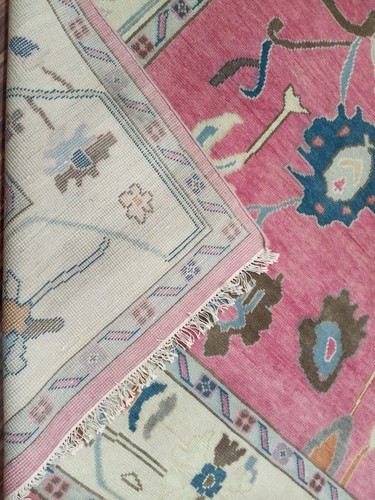 10'x14' Oushak Handmade Antique Pink Oriental Rug Traditional Living Room Carpet - Picture 14 of 24