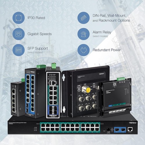 TRENDnet 8-Port Industrial Gigabit PoE+ DIN-Rail Network Switch (24 – 56V) - Picture 7 of 11