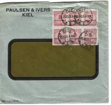 Germany, Hyper-Inflation cover, 25.10. 1923 from Paulsen & Ivers of Kiel, 6 x 4"
