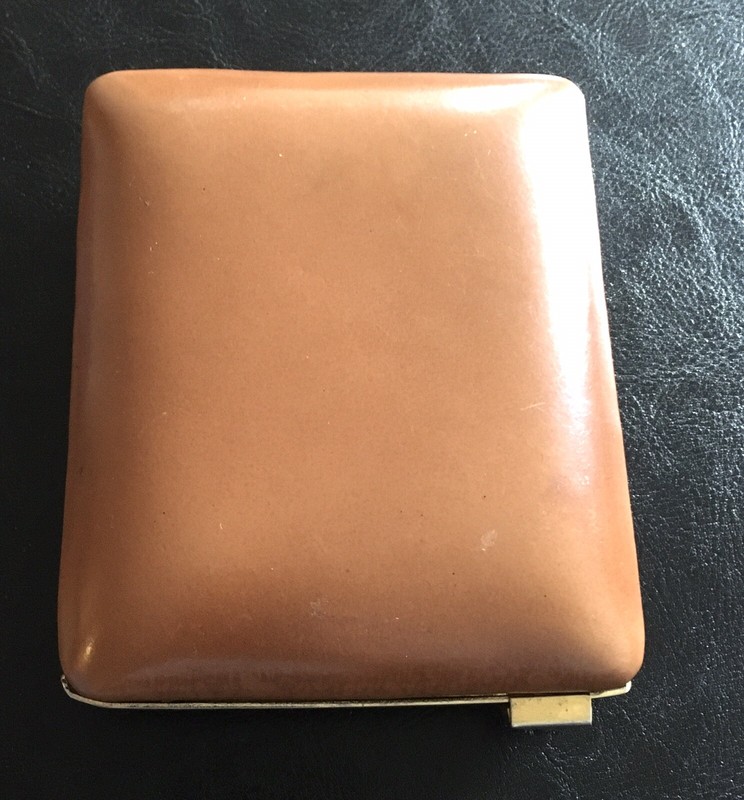 Vintage Antique Smooth Tan Leather Cigarette Case Made in Spain - Double Sided