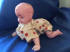 Wind Up CELLULOID Crawling Baby Boy Toy Made in Japan Working vintage
