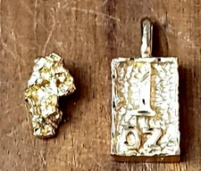 Older Gold Plated Gold Bar & Nugget Pendant, 2 Pendant Lot