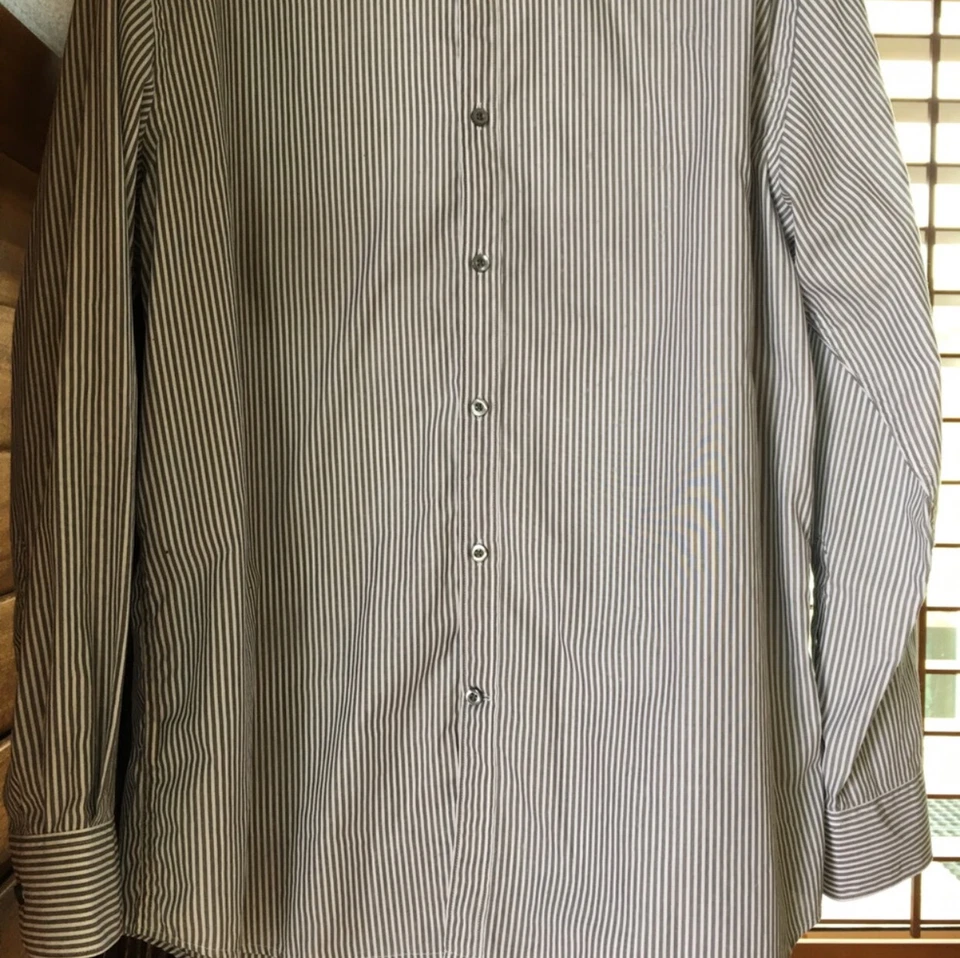 Axist Mens Gray/White  Striped Button Down Dress Shirt Size L - Image 4 of 4
