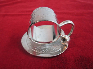 Antique Figural Meriden Lily Pad Napkin Ring Quadruple Silver-168--Fabulous Cond