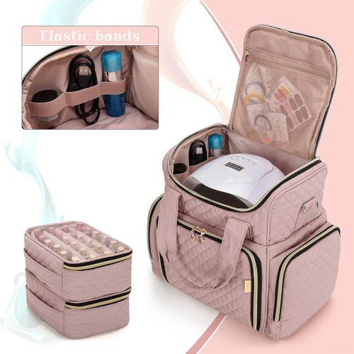 48-Bottle Quilted Nail Polish Organizer with Removable Cases and Tool Storage - Picture 4 of 10