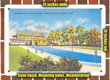 Metal Sign - Iowa Postcard - Swimming Pool and Club House - Hyperion Club, Des