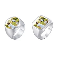 Personalised Photo Rings for Men Women Lover Custom Picture Pinky Signet Rings
