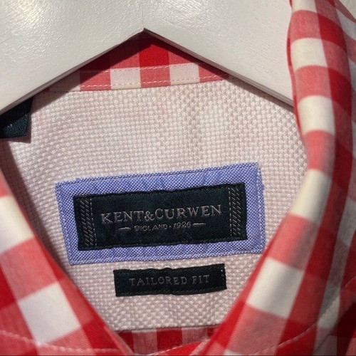 Kent & Curwen Red Gingham Button Down Shirt Size Small - Picture 2 of 7