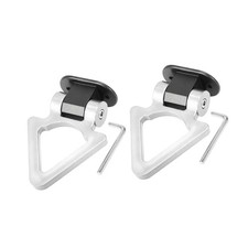 2 Set Universal Silver Tone Triangle Shaped Car Tow Hook Decor Bumper Trailer