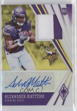 2019 Phoenix RPS Rookie Jersey Yellow Prime 30/75 Alexander Mattison Auto 7m3