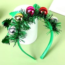 Christmas Headbands Women Glitter Tassel Girls Merry Headwear Green Xmas Tree