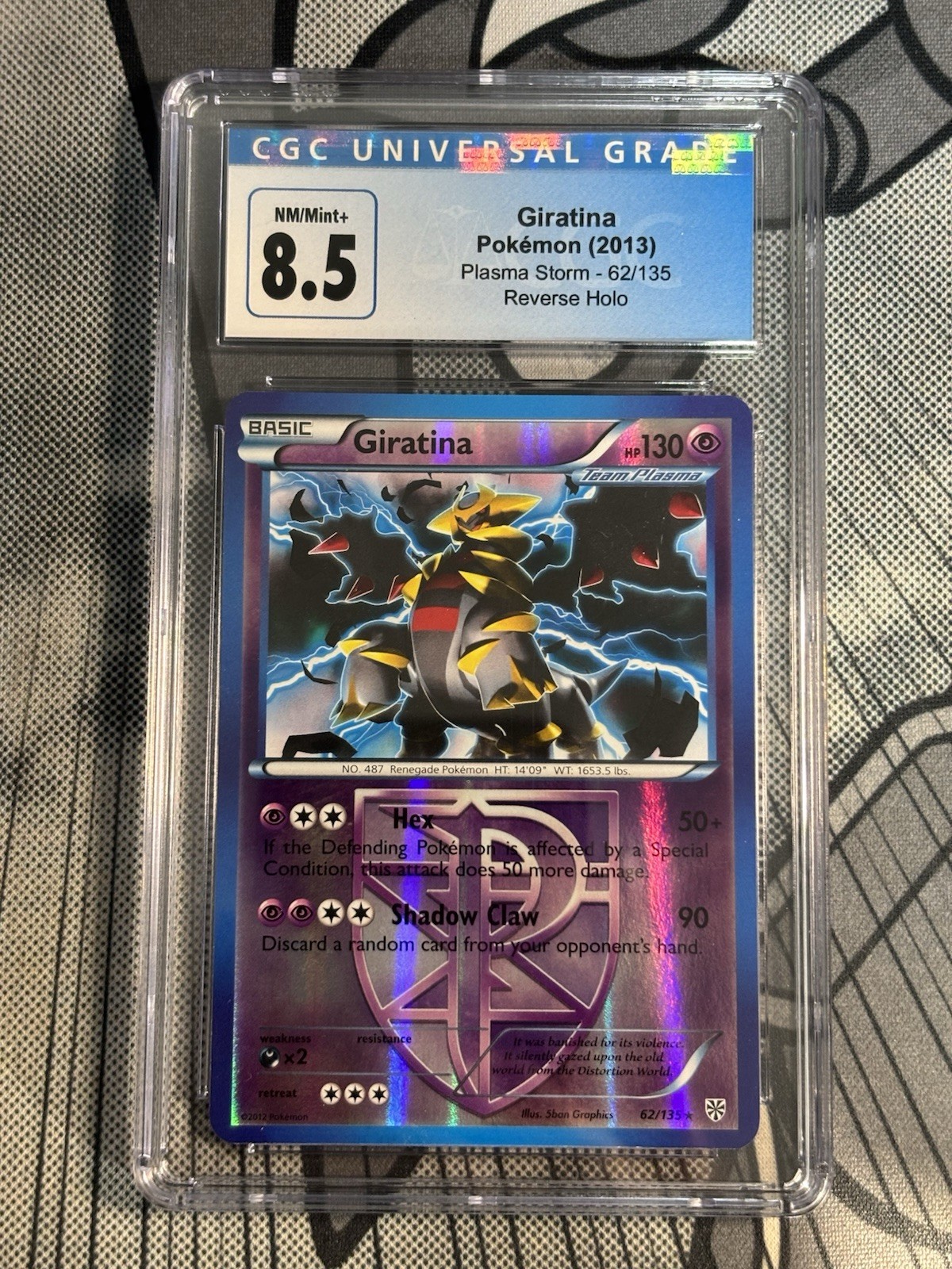 CGC 8.5 Old Label Giratina 2013 Plasma Storm 62/135 Reverse Holo Pokemon Card