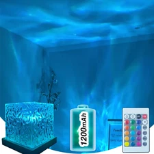 Ocean Wave Projector Light Cordless - Battery Operated under Water Lamp Cube Nor