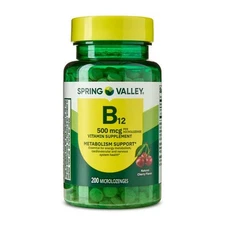 Spring Valley Cherry B12 500 mcg Microlozenges, 200 Ct