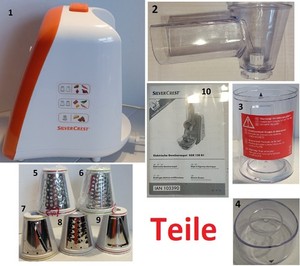 SilverCrest Elektrische Gemüseraspel SGR 150 B1 Teile
