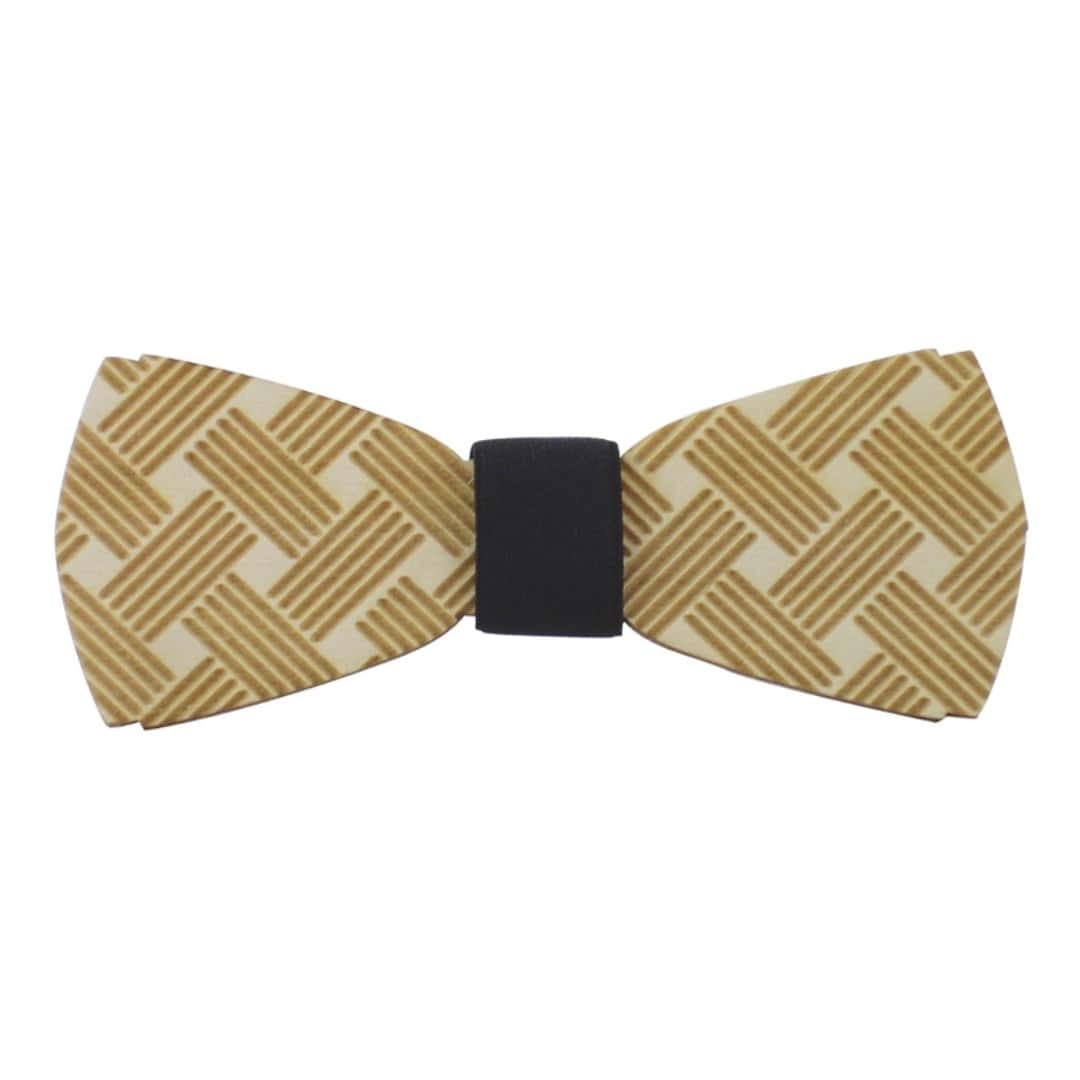 Wood Engraved Bartender Bow Tie | Decorated Fabric Bow Tie
