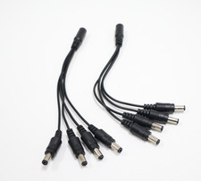 LOT 2 - 1 to 4 DC Power Splitter Cable 12V Female to 4 Male Connectors for CCTV