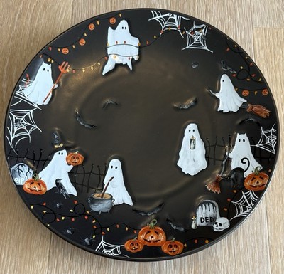 1- POTTERY BARN SCARY SQUAD Stoneware DINNER PLATE  - HALLOWEEN DECOR NEW