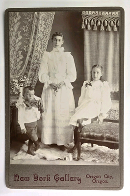 #ad Antique Cabinet Card Photo ID#x27;d Victorian Mother Children Family Oregon City OR $24.99