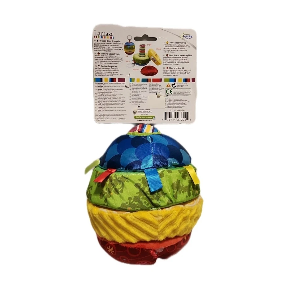 Learning Curve Lamaze Stack, Roll & Crawl Baby Plush Soft Stacking Ball - Image 2 of 2