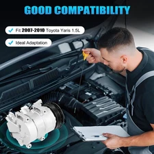 Fits Toyota Yaris 1.5L 2007 2008-2010 A/C Air Conditioner Air Compressor w/Cluth