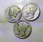 {3} 1940 P 1941 P 1943 P OLD MERCURY DIME CIRCULATED. "OP3"