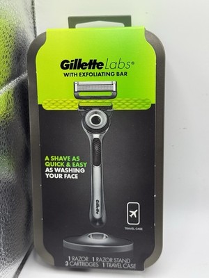 Gillette Labs Men's Razor & Exfoliating Bar & Stand with 3 Cartridges & Case